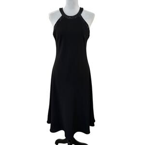 Y2K Black Halter Beaded Neckline Formal Dress - Women's Size 12